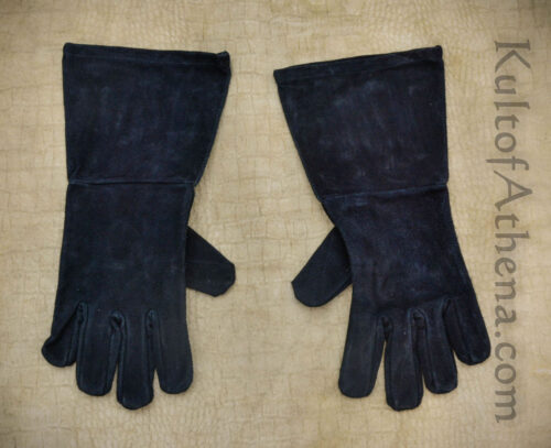 Suede Leather Swordsman's Gauntlets - Black