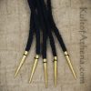 Brass Aiglets with Black Cord - 20'' - Set of 5