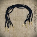 Brass Aiglets with Black Cord - 20'' - Set of 5