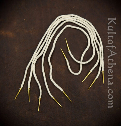 Brass Aiglets with Natural Cord - 21'' - Set of 5