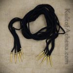 Brass Aiglets with Black Cord - 56'' - Set of 5