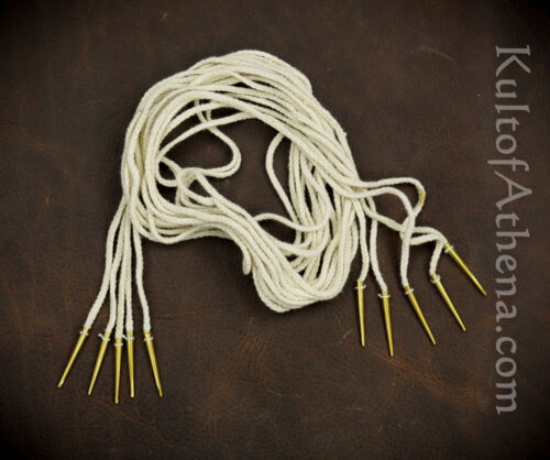 Brass Aiglets with Natural Cord - 56'' - Set of 5