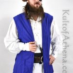 Cotton Canvas Pirate Vest - Blue - Size Large