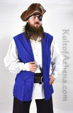 Cotton Canvas Pirate Vest - Blue - Size Large