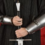 Steel Hinged Bracers with Leather Lining - 16 Gauge Steel