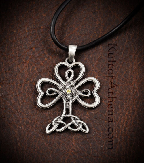Celtic Knotwork Clover Cross Pendant