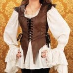 Gothic Leather Bodice - Brown with Black Accents