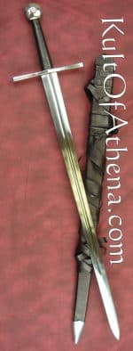 Darksword Two-Handed Templar Sword - Black with Integrated Scabbard Belt