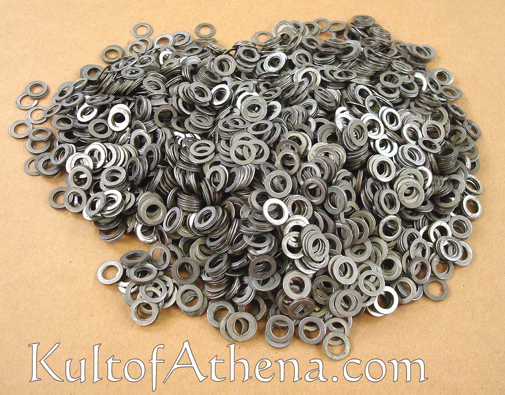 By The Sword - Loose Chainmail Rings - Blackened Flat Ring Dome Riveted 6mm