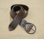 Dark Age / Medieval Belt with Hand Forged Iron Belt Buckle - Dark Brown Leather