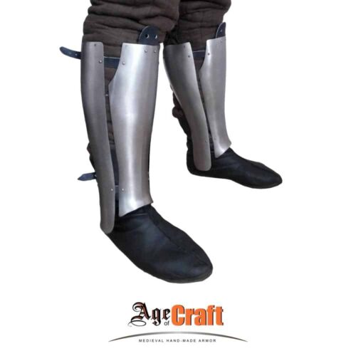 Age of Craft - 14th Century Segmented Greaves - Tempered 18 Gauge Steel
