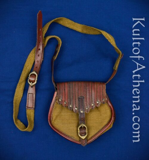 Leather and Canvas Shoulder Pouch
