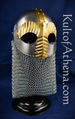 Viking Masked Helm with Chainmail Camail