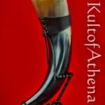 Lord of Battles - Large Viking Drinking Horn with Brown Leather Belt Holder