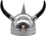 Mythrojan Viking Warrior Steel Helmet with Horns Norse Medieval Costume Stage Prop LARP
