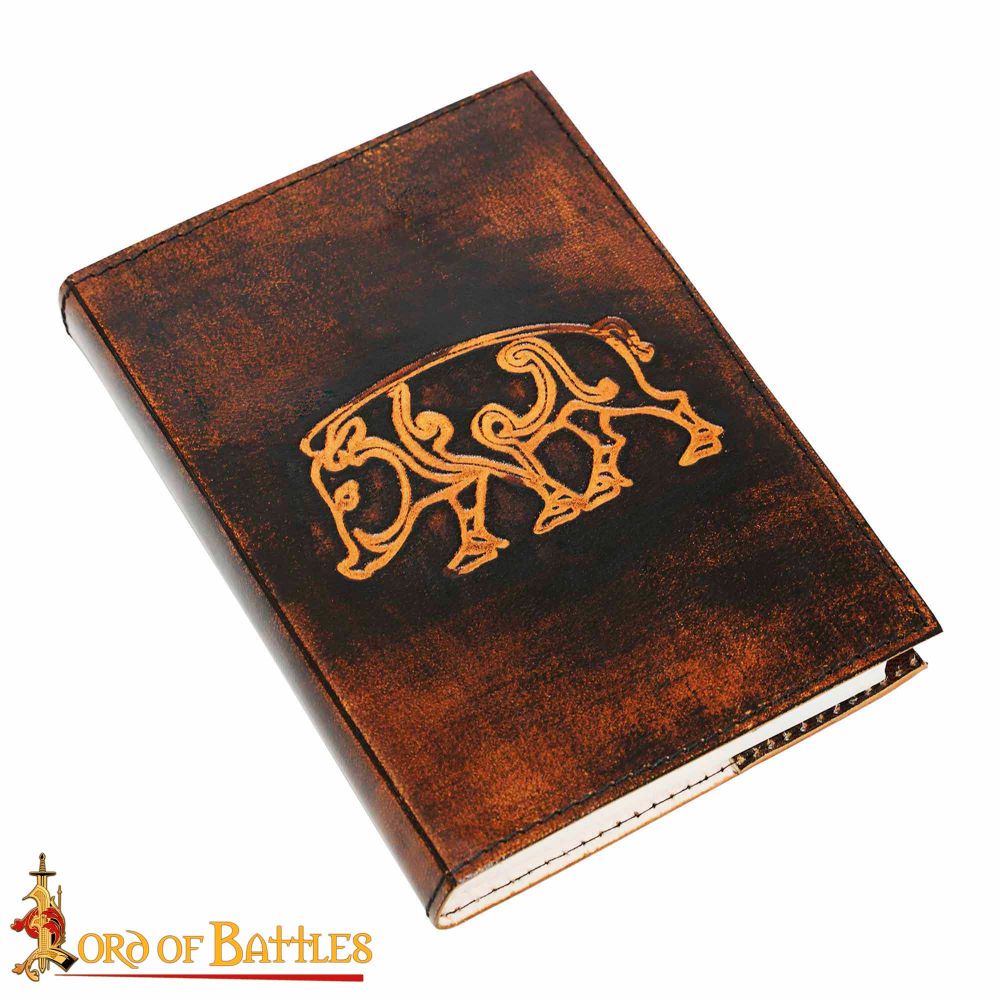 Lord of Battles - Medieval Journal with Celtic Boar Design Handcrafted  Genuine Leather Diary - Brown - Kult of Athena %