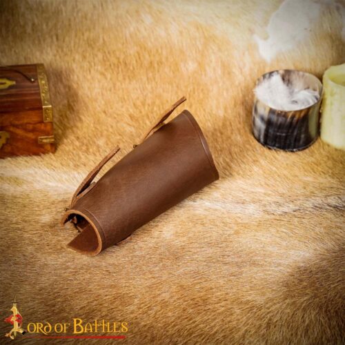 Medieval Archer’s Leather Bracer for Left Arm – Single Bracer – Brown – Lord of Battles