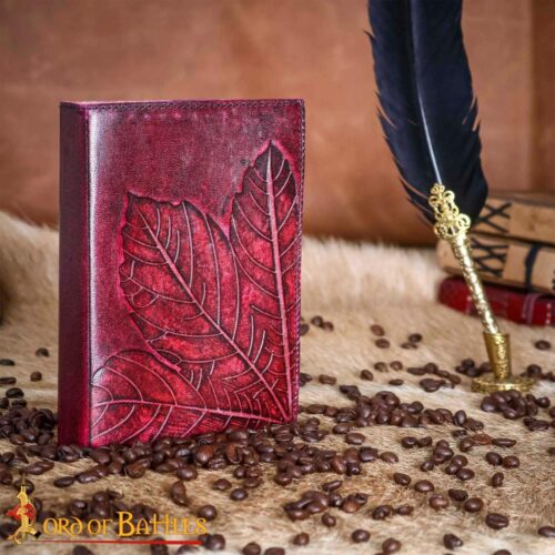 Fantasy Leather Journal Handcrafted from Genuine Leather – Maroon – Lord of Battles