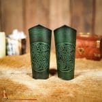 Celtic Spiral Leather Bracer Set – Green – Lord of Battles