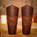 Double Dragons Genuine Leather Bracers Set – Brown – Lord of Battles