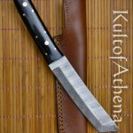 Devil's Edge - Damascus Tanto Blade Dagger - Polished Horn Grip