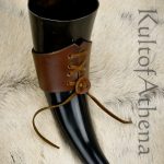 Deepeeka - Leather Viking Drinking Horn Holder with Belt Loop - Brown