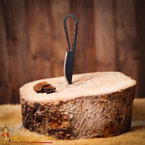 Lord of Battles - Viking Hand Forged Iron Knife with Genuine Leather Sheath