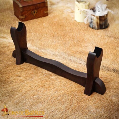 Lord of Battles - Single Tier Sword and Axe Stand Handcrafted from Genuine Wood