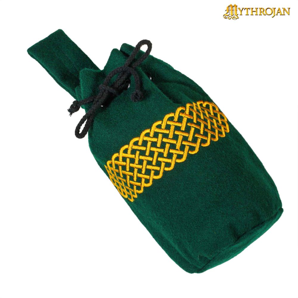 Woolen Medieval Pouch Medieval Bag with Lace design - Kult of Athena