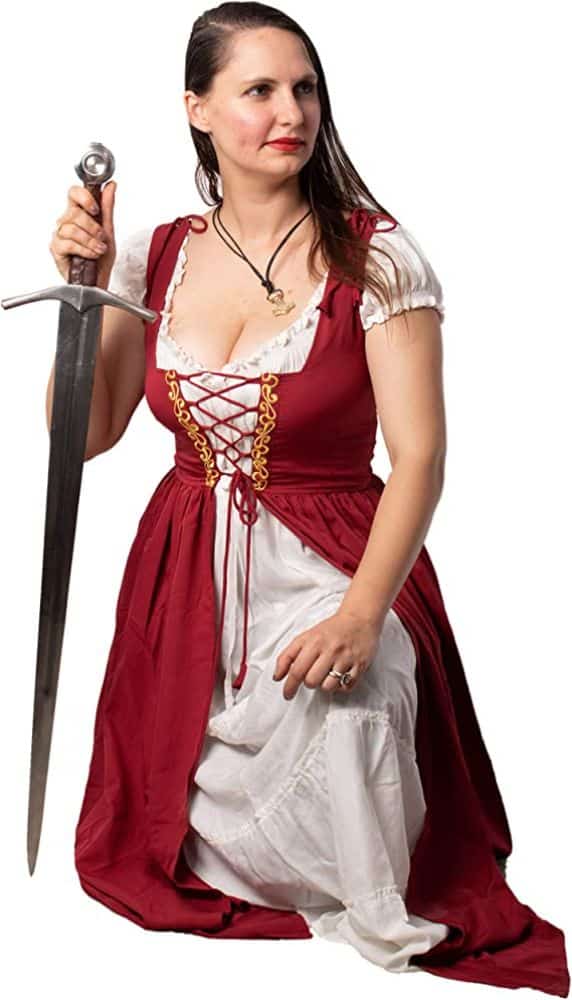 Mythrojan Traditional Irish Celtic Dress: Chemise & Over Dress Medieval  Renaissance Costume SCA LARP - Maroon - Kult of Athena