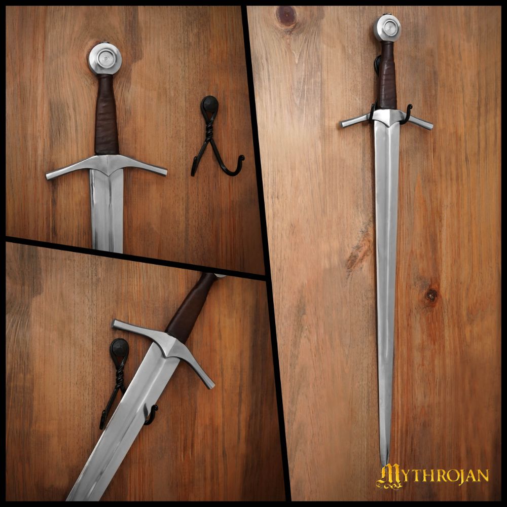 Mythrojan Heavy Sword Wall Mount in Black Finish Universal Sword Holder Wall Display