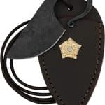 Mythrojan Celtic Ring Knife Hand Forged Necklace Knife Brown Decoration with Leather Sheath