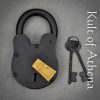 Giant Medieval Iron Padlock with Brass Lockplate