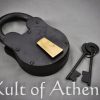Giant Medieval Iron Padlock with Brass Lockplate