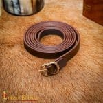 Lord of Battles - Thin Medieval Leather Belt with Adjustable Brass Buckle