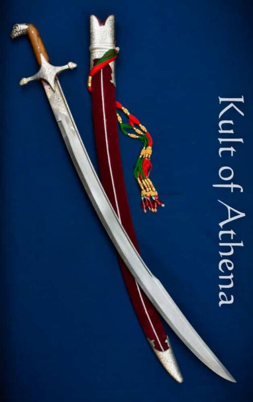 Damascus and Silver Koftgari Indian Saber with Ram's Head - Universal Swords