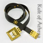 Lord of Battles - Knightly Medieval Belt with Brass Rosettes - Brown