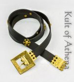 Lord of Battles - Knightly Medieval Belt with Brass Rosettes - Brown