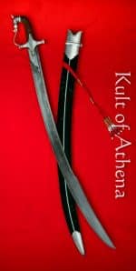 Damascus and Silver Koftgari Indian Horsehead Saber 1