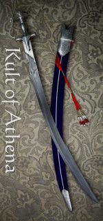 Damascus and Silver Koftgari Indian Talwar with Blue Scabbard 2- Universal Swords