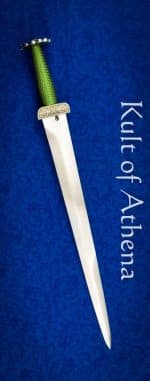 BKS - Scrollwork Etched Dirk with Emerald and Brass Wire Grip